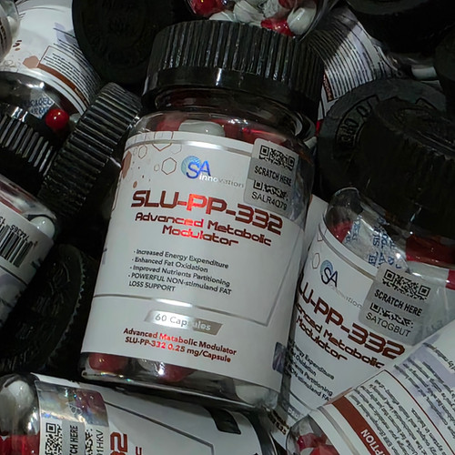 ภาพขวด SA ที่ระบุ SLU-PP-332 0.25 mg ต่อแคปซูล และ 60 แคปซูล