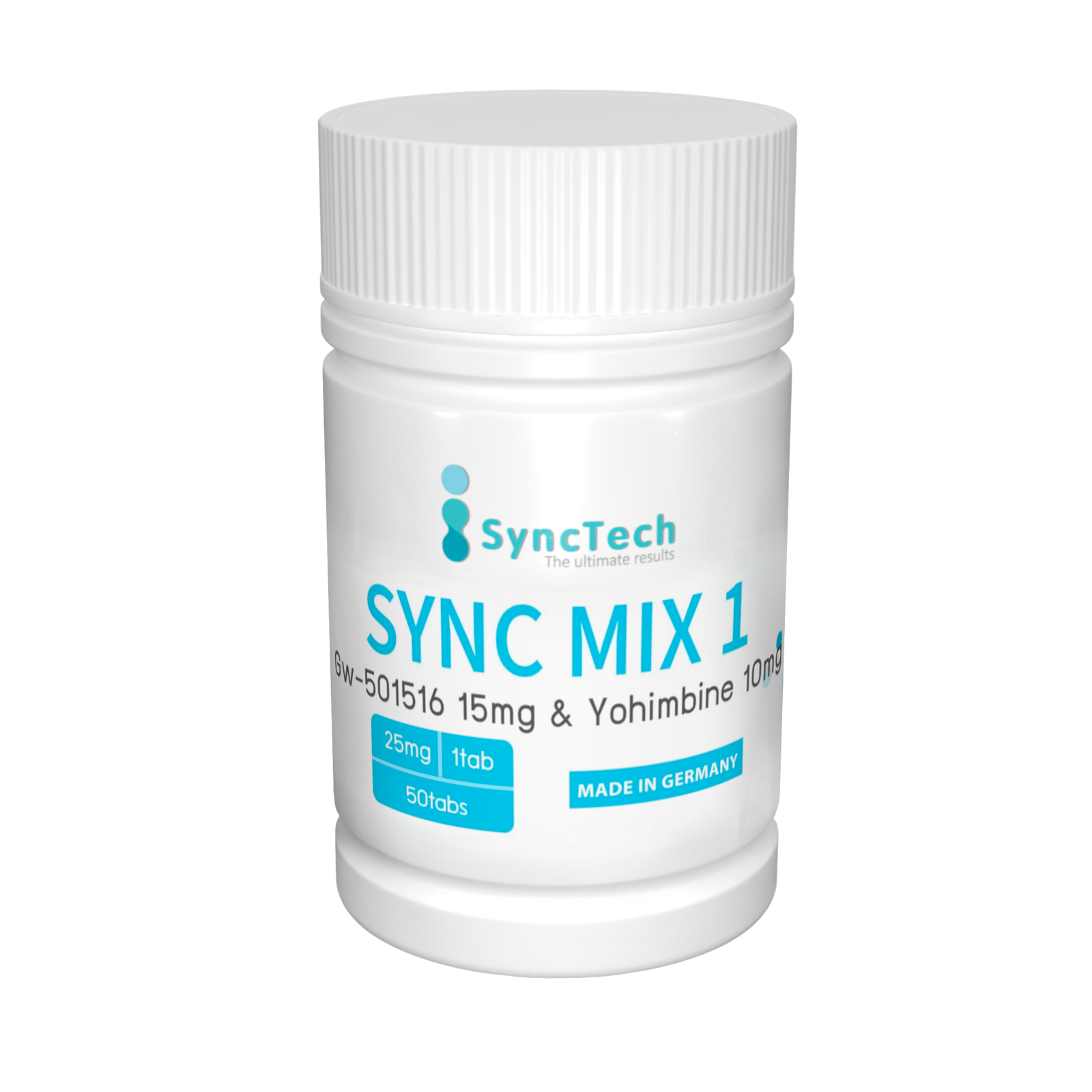 ภาพประกอบขวดสีขาวฝาเกลียวของ SYNC MIX 1 แบรนด์ Synctech